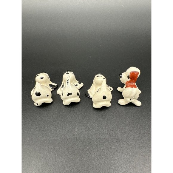 Vintage Ceramic Hound Dog Figurines Set of 4 Floppy Ear Hand Painted‎ - Picture 3 of 9